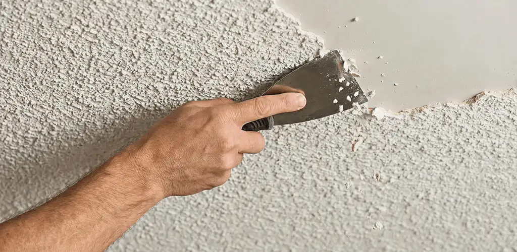 Popcorn ceiling removal scraping off textured ceiling finish in Hollywood, FL