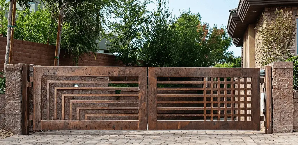 Custom driveway gate installation for a home entrance in Hollywood, FL
