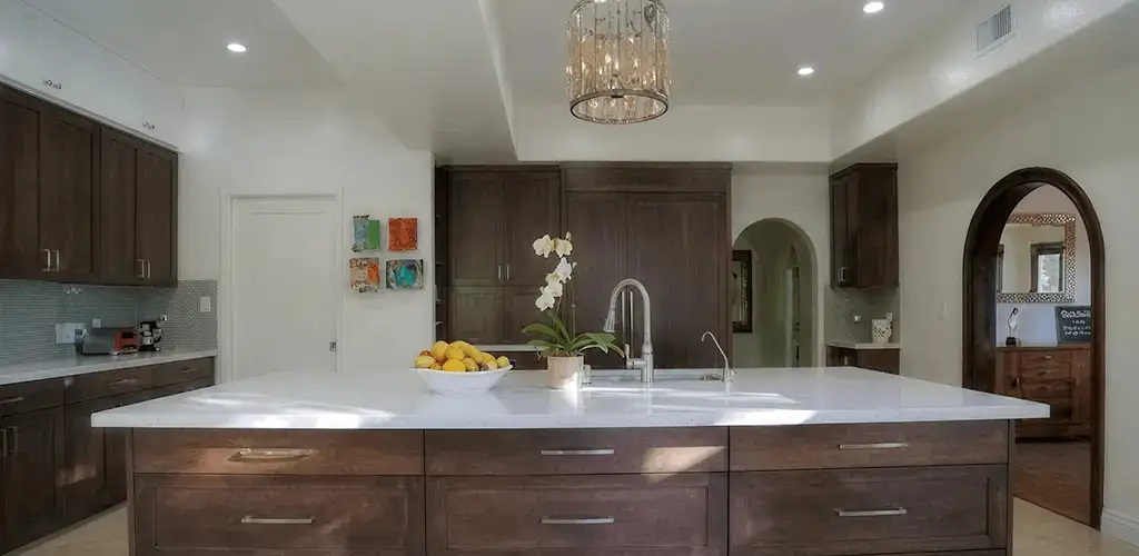 Cabinet refacing project with updated kitchen cabinets and island in Hollywood, FL
