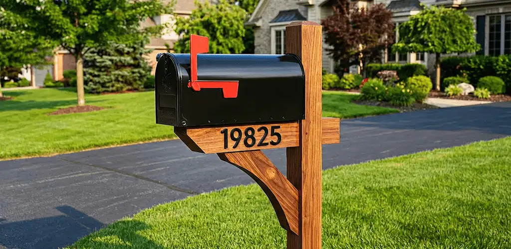 New mailbox installation with post and address number for a home in Hollywood, FL